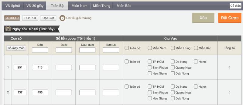 Tỷ lệ trả thưởng lô 3 càng tại 79king